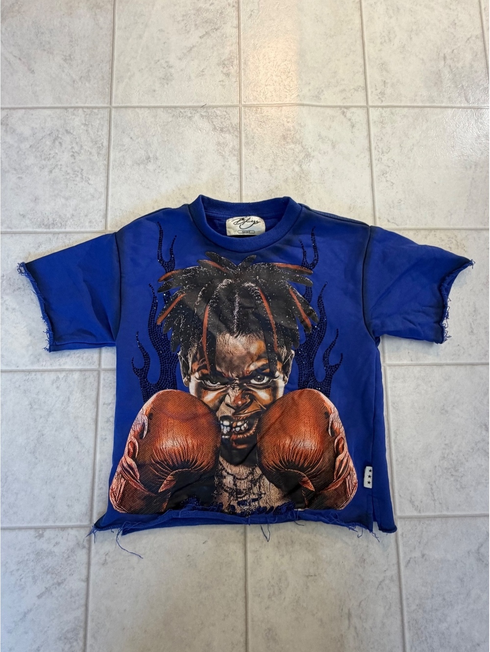 Blue graphic short sleeve T-shirt